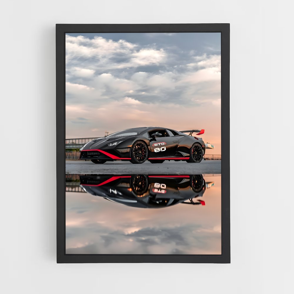 Poster Huracan Noir et Rouge – affiche Lamborghini (vue 2)